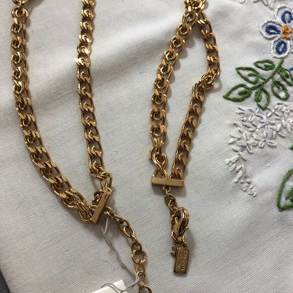 Kate Spade NEW Bib Collar Necklace Signed Chunky Gold Double Layer Geometric - Picture 10 of 11